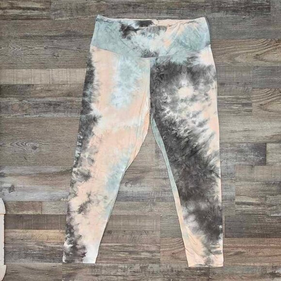 NWOT Wallflower Peach & Mint Marble Tie Dye Yoga Pants Leggings 1X Orig$50+Tax - Picture 1 of 6